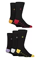 Mens 5 Pair Jeff Banks Plain Recycled Cotton Socks - Heel & Toe Black Mixture