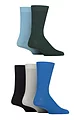 Mens 5 Pair Jeff Banks Cotton Blend Crew Socks - Green / Denim / Blue