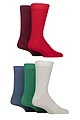 Mens 5 Pair Jeff Banks Cotton Blend Crew Socks - Red / Plum / Grey