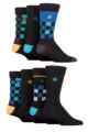 Mens 7 Pair Jeff Banks Recycled Cotton Patterned Socks - Checkered Black