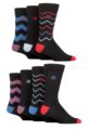 Mens 7 Pair Jeff Banks Recycled Cotton Patterned Socks - Zig Zag Stripes Black