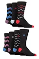 Mens 7 Pair Jeff Banks Recycled Cotton Patterned Socks - Zig Zag Stripes Black