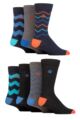 Mens 7 Pair Jeff Banks Recycled Cotton Patterned Socks - Zig Zag Stripes Navy