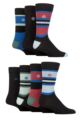 Mens 7 Pair Jeff Banks Recycled Cotton Patterned Socks - Block Stripe Black