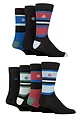 Mens 7 Pair Jeff Banks Recycled Cotton Patterned Socks - Block Stripe Black