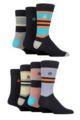 Mens 7 Pair Jeff Banks Recycled Cotton Patterned Socks - Block Stripe Navy