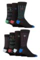 Mens 7 Pair Jeff Banks Recycled Cotton Patterned Socks - Double Dots Black