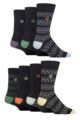 Mens 7 Pair Jeff Banks Recycled Cotton Patterned Socks - Hexagon Navy
