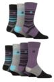 Mens 7 Pair Jeff Banks Recycled Cotton Patterned Socks - Stripe Purple / Grey / Black