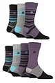 Mens 7 Pair Jeff Banks Recycled Cotton Patterned Socks - Stripe Purple / Grey / Black