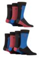 Mens 7 Pair Jeff Banks Recycled Cotton Patterned Socks - Blocks Blue / Burgundy