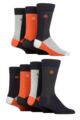 Mens 7 Pair Jeff Banks Recycled Cotton Patterned Socks - Blocks Orange / Grey