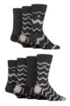 Mens 7 Pair Jeff Banks Recycled Cotton Patterned Socks - Diagonal Stripes Charcoal