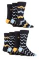 Mens 7 Pair Jeff Banks Recycled Cotton Patterned Socks - Diagonal Stripes Navy