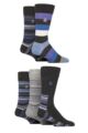 Mens 5 Pair Jeff Banks Striped and Patterned Bamboo and Cotton Blend Socks - Stripe Charcoal / Multi