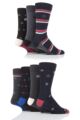 Mens 7 Pair Jeff Banks Stripe and Spots Cotton Socks - Assorted
