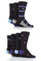 Mens 7 Pair Jeff Banks Stripe and Spots Cotton Socks - Black