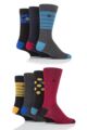 Mens 7 Pair Jeff Banks Triangles, Stripes and Dots Cotton Socks - Assorted