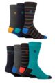 Mens 7 Pair Jeff Banks Patterned Cotton Socks - Assorted Stripe / Dot