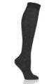 Ladies 1 Pair Pantherella Classic Merino Wool Ribbed Knee High Socks - Charcoal