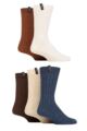 Mens 5 Pair Jeff Banks Recycled Polyester and Wool Boot Socks - Cream / Red / Navy / Beige / Brown