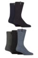 Mens 5 Pair Jeff Banks Ribbed Recycled Wool Boot Socks - Black / Navy / Grey