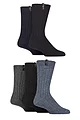 Mens 5 Pair Jeff Banks Ribbed Recycled Wool Boot Socks - Black / Navy / Grey