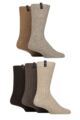Mens 5 Pair Jeff Banks Ribbed Recycled Wool Boot Socks - Naturals