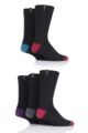 Mens 5 Pair Jeff Banks Contrast Heel and Toe Wool Mix Leisure Socks - Black