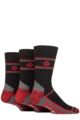 Mens 3 Pair Jeff Banks Recycled Cotton Cushioned Durable Work Socks - Black / Red