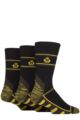Mens 3 Pair Jeff Banks Recycled Cotton Cushioned Durable Work Socks - Black / Yellow