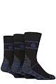 Mens 3 Pair Jeff Banks Recycled Cotton Cushioned Durable Work Socks - Black / Blue