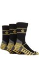 Mens 3 Pair Jeff Banks Recycled Cotton Cushioned Durable Work Socks - Charcoal / Yellow