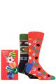 Mens and Ladies 2 Pair Happy Socks Baubles Gift Boxed Socks - Multi