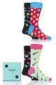 Mens and Ladies 4 Pair Happy Socks Game Night Socks in Gift Box - Assorted