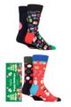 Mens and Ladies 4 Pair Happy Socks Gift Bonanza Gift Boxed Socks - Multi