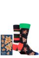 Mens and Ladies 2 Pair Happy Socks Gingerbread Cookies Gift Boxed Socks - Multi