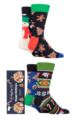 Mens and Ladies 4 Pair Happy Socks Gingerbread Cookies Gift Boxed Socks - Multi