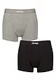 Mens 2 Pack Jeep Cotton Plain Fitted Hipster Trunks - Black / Grey Marl