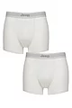 Mens 2 Pack Jeep Cotton Plain Fitted Hipster Trunks - White
