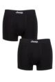 Mens 2 Pack Jeep Cotton Plain Fitted Hipster Trunks - Black / Black