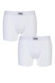 Mens 2 Pack Jeep Cotton Plain Fitted Hipster Trunks - White