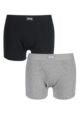 Mens 2 Pack Jeep Cotton Plain Fitted Key Hole Trunk Boxer Shorts - Black / Grey Marl