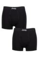 Mens 2 Pack Jeep Cotton Plain Fitted Key Hole Trunk Boxer Shorts - Black / Black