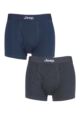 Mens 2 Pack Jeep Cotton Plain Fitted Key Hole Trunk Boxer Shorts - Navy / Charcoal