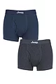 Mens 2 Pack Jeep Cotton Plain Fitted Key Hole Trunk Boxer Shorts - Navy / Charcoal