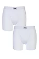 Mens 2 Pack Jeep Cotton Plain Fitted Key Hole Trunk Boxer Shorts - White