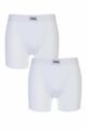 Mens 2 Pack Jeep Cotton Plain Fitted Key Hole Trunk Boxer Shorts - White