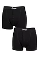 Mens 2 Pack Jeep Cotton Plain Fitted Button Front Trunk Boxer Shorts - Black / Black