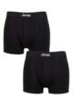 Mens 2 Pack Jeep Cotton Plain Fitted Button Front Trunk Boxer Shorts - Black / Black
